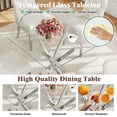 thumbnail image 4 of 36" Square Glass Dining Table for 2 to 4, Clear Tempered Glass Top & Stainless Steel Metal Legs, Modern Small Kitchen Table for Apartment, Office, Dining room, 4 of 10