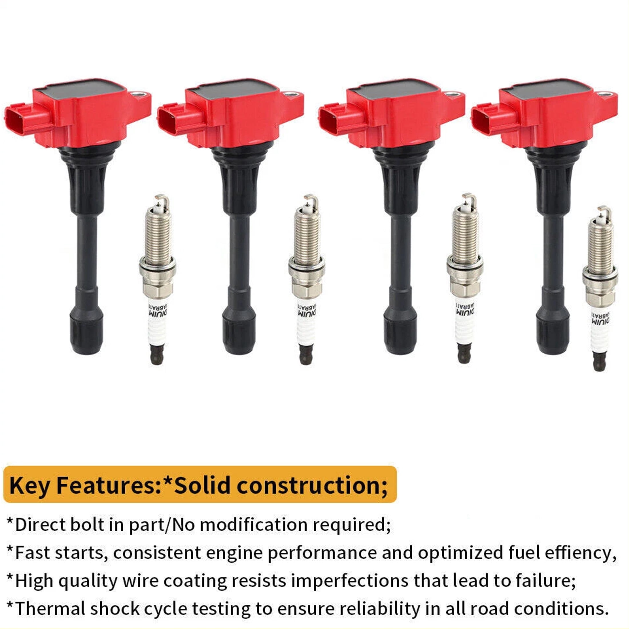 Set of 4 Ignition Coil & Iridium Spark Plug Compatible with Nissan Altima Sentra Rogue Versa, UF549