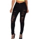 thumbnail image 2 of ICHUANYI Clearance Women Slim Plus Size Ripped Hole Color Long Regular Pants(Black, L) ICHUANYI WER2023081107799, 2 of 4