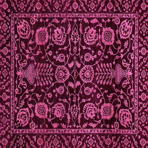 Ahgly Company Indoor Square Abstract Pink Modern Area Rugs, 8' Square