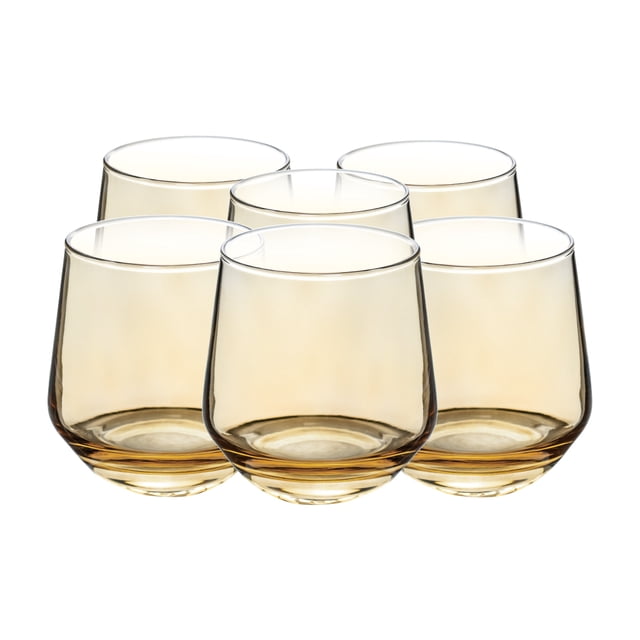 Set de 6 Vasos Transparentes Ámbar 370 ml