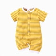 thumbnail image 4 of Baby Onesies Boy Baby Boy Stripe Romper Waffle Knit Short Sleeve Lapel Button Down Jumpsuit Bodysuit Newborn Summer Outfits, 4 of 4