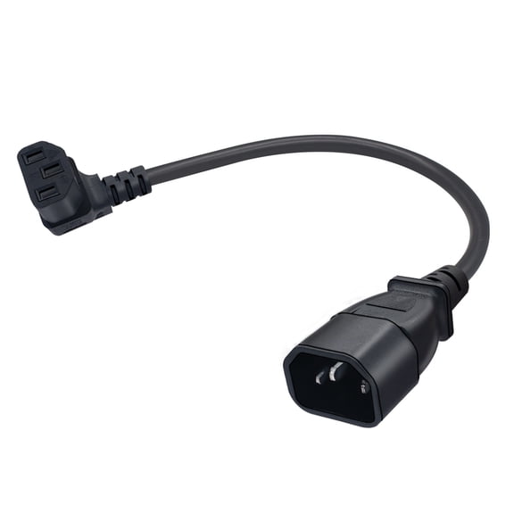 Strhowill IEC 320 C14 to C13 90 Up-Angle Power Cord, 0.3m Short PDU Cable, 10A 250V C14 Male to C13 Female Power Cable for TV PC Computer