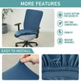 thumbnail image 5 of Velvet Office Chair Cover, Universal Computer Office Chair Covers Stretch Desk Chair Covers Removable Washable Rotating Chair Slipcovers for Rotating Chair-Light Blue-Medium, 5 of 8
