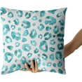 thumbnail image 3 of Aqua Grey Leopard Print Pillow Covers 16X16 Inch Watercolor Gray White Cheetah Decorative Pillow Cases Animal Square Throw Pillow Case Set of 2 Home Decor For Sofa Living Room Bedroom Bed Cushion, 3 of 5