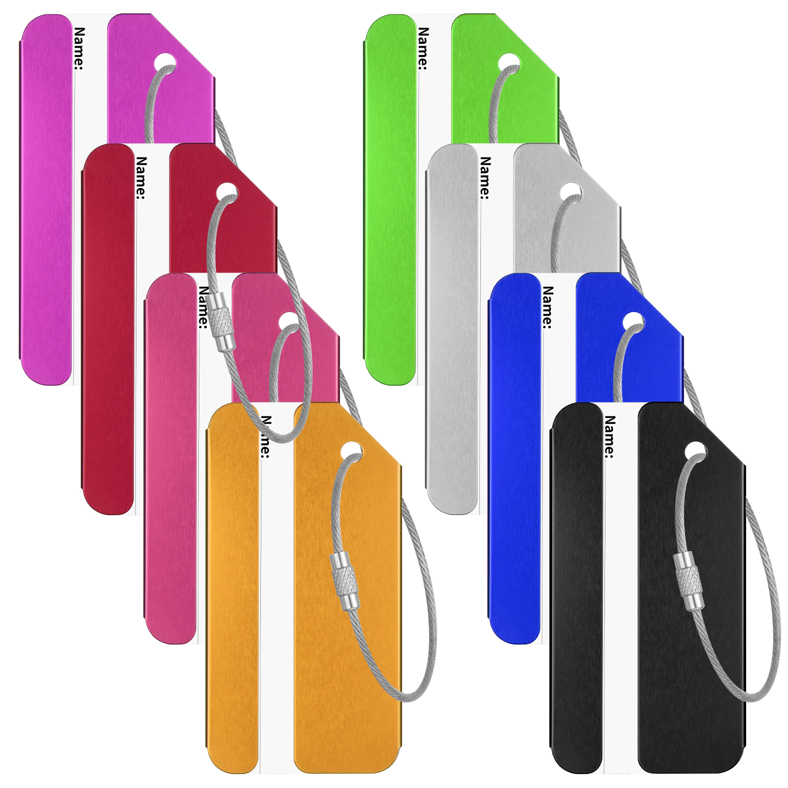 AOWOO Luggage Tags, 8-Pack Aluminum with Steel Loop photo 5