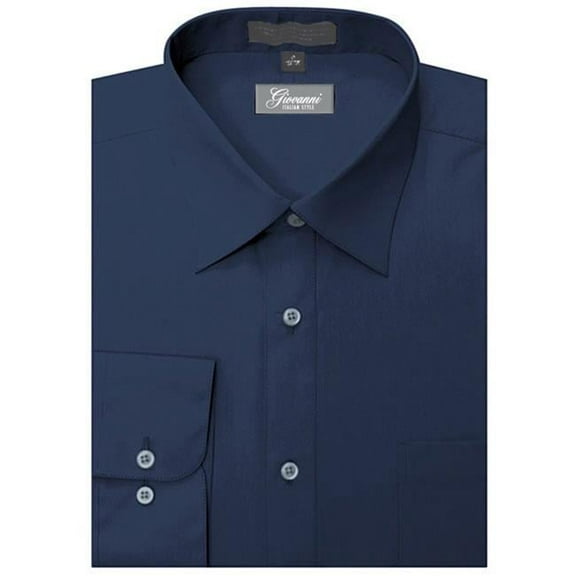CLG1014-14 1-2x32-33 Mens Solid Color Dress Shirt, Navy