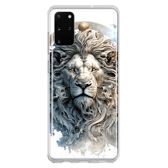 MUNDAZE Samsung Galaxy S20 Plus Abstract Lion Sculpture Shockproof Clear Hybrid Protective Phone Case Cover
