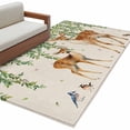 thumbnail image 2 of Area Rug 48×72in, Retro Deer Birds on Retro Linen Floor Carpet Living Room Rug, Watercolor Leaves Non-Slip Welcome Mat Indoor Rugs for Bedroom Dining Room, 2 of 9