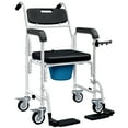 thumbnail image 1 of HOMCOM Chaise de Douche Roulante, Chaise de Chevet avec Roues, Dossier, Accoudoirs, Repose-Pieds Rabattables pour Aînés, Personnes Handicapées, Noir, 1 of 7