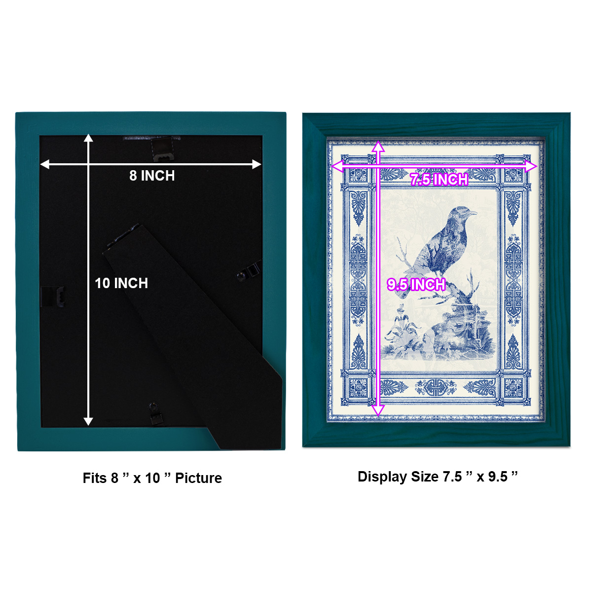 Toile de Jouy I -Framed Print w/glass-Ocean Blue