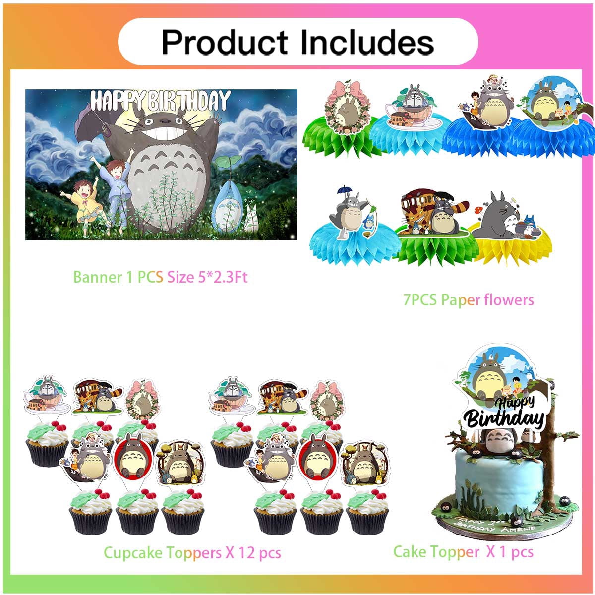 My Neighbor Totoro Party Decorations Decor Supplies Honeycomb Centerpieces Table Toppers Cake Toppers for Birthday Photo Props