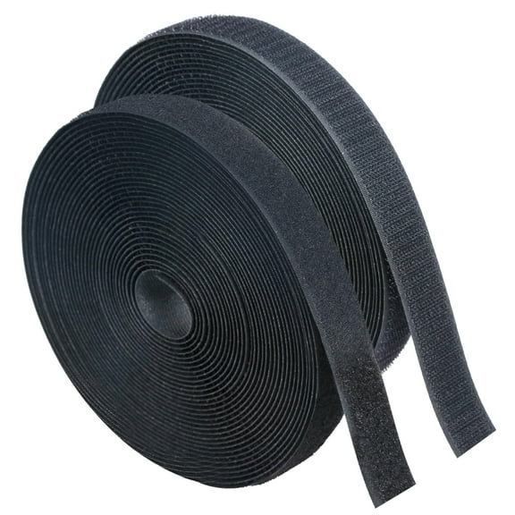1 Inch x 11 Yard Sew On Hook and Loop Tape Roll, Non-Adhesive Fabric Fastener for Clothing Curtains Bags Shoes Crafts DIY, Strong Grip Replaces Buttons Zippers, Black