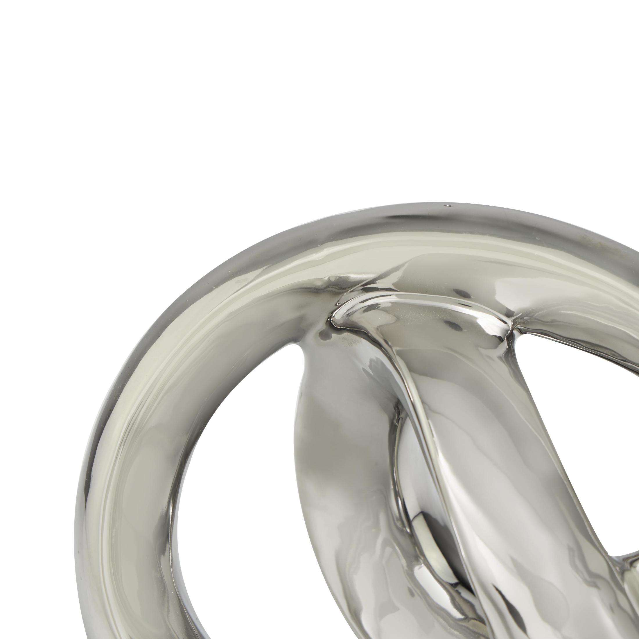 11" x 5" Silver Ceramic Infinity Loop Abstract Sculpture, by DecMode