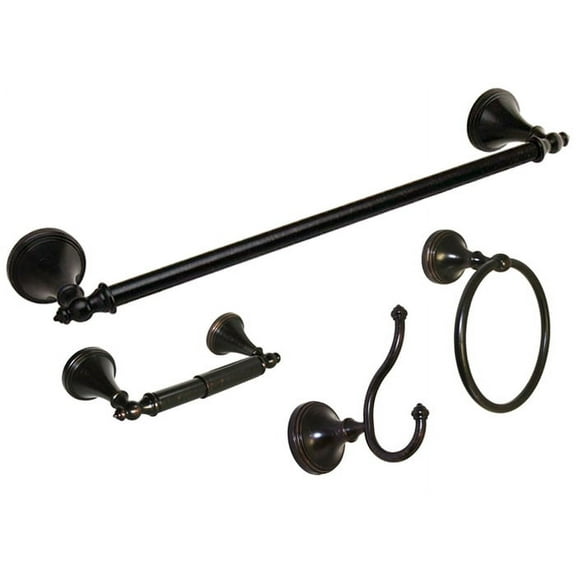 Dark Oil Rubbed Bronze 4 Piece Bathroom Accessory Kit w/ 18" Towel Bar