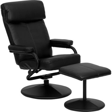 Flash Furniture Contemporary Leather Recliner and Ottoman with Leather Wrapped Base, Multiple Colors