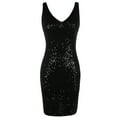 thumbnail image 5 of PrettyGuide Women's Sequin Cocktail Dress V Neck Bodycon Glitter Party Dress, X-Large, 5 of 8