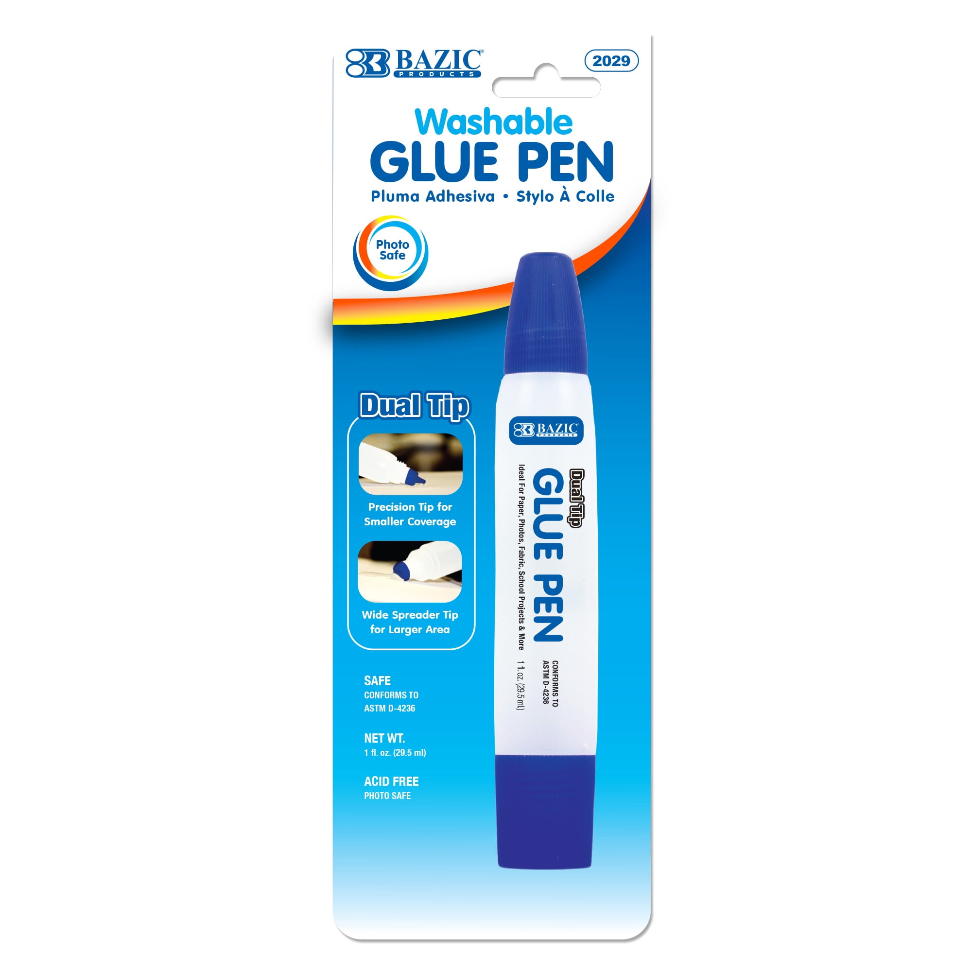 BAZIC Washable Dual Tip Glue Pen 1 Oz. (29.5 mL), TwoWay Applicator