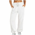 thumbnail image 2 of LEBONYARD Wide Leg Pants Woman Linen Pants,Pants for Women Clearance,Women Sweatpants Baggy Loose Mid Rise Fleece Workout Active Long Jogger Sweat Pants with Pockets White XXL, 2 of 7