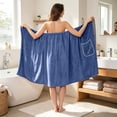 thumbnail image 5 of Qonioi Women’s Adjustable Wearable Bath Towel Wrap, Sarong with Pockets for Beach Pool, Quick-Dry Cover-Up for Shower Swim, Blue, 5 of 6