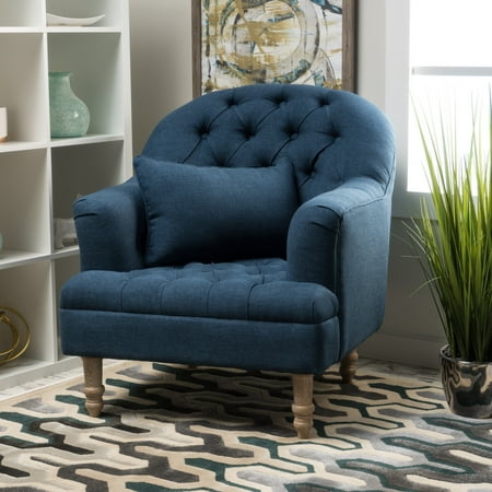 Noble House Annie Dark Blue Fabric Tufted Club Accent ...