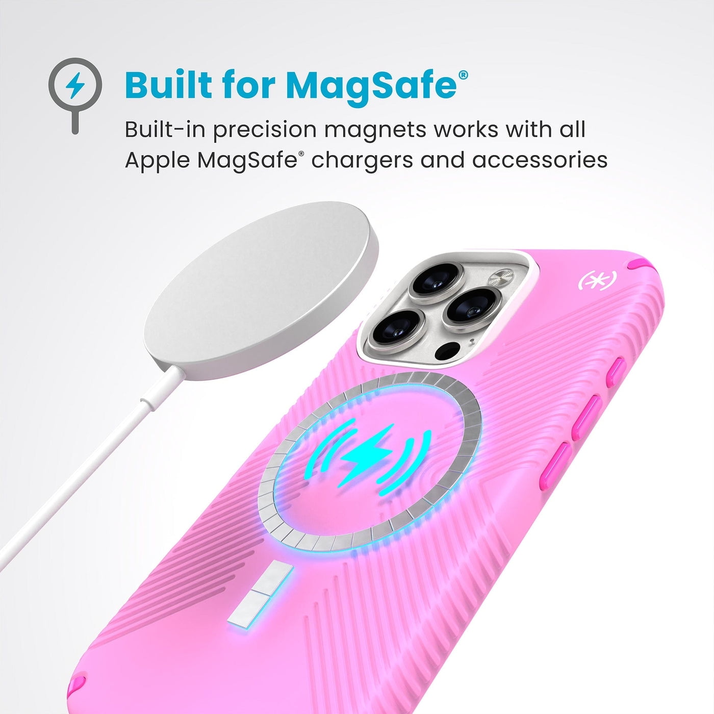 Speck Presidio2 Grip MagSafe for Apple iPhone 16 Pro Max Case,  True Pink/Shocking Pink