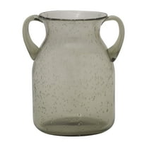 Elements 6-inch x 7-inch Green Handled Glass Vase