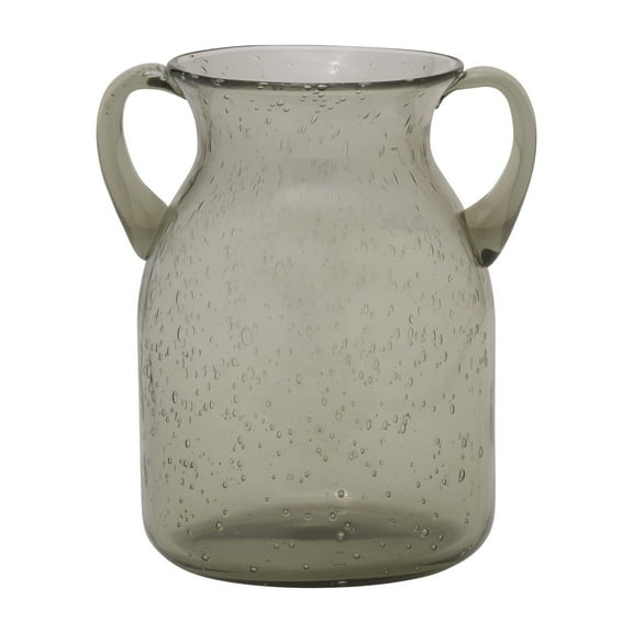 Elements 6-inch x 7-inch Green Handled Glass Vase