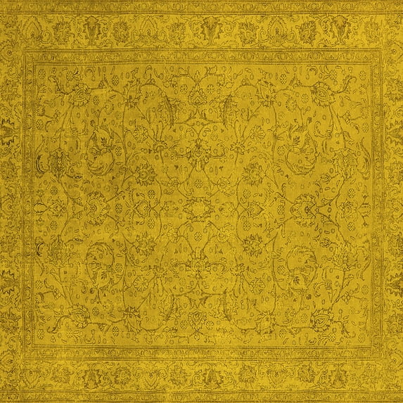 Ahgly Company Indoor Square Oriental Yellow Industrial Area Rugs, 3' Square