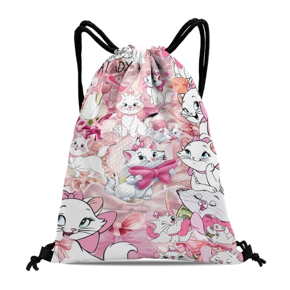 Drawstring Backpack for Marie Cat Sackpack Adults Women Men Party Favor Bags Sports for Gym Travel Swimming Hiking Camping Tote Bag 11.8 × 15.7 in