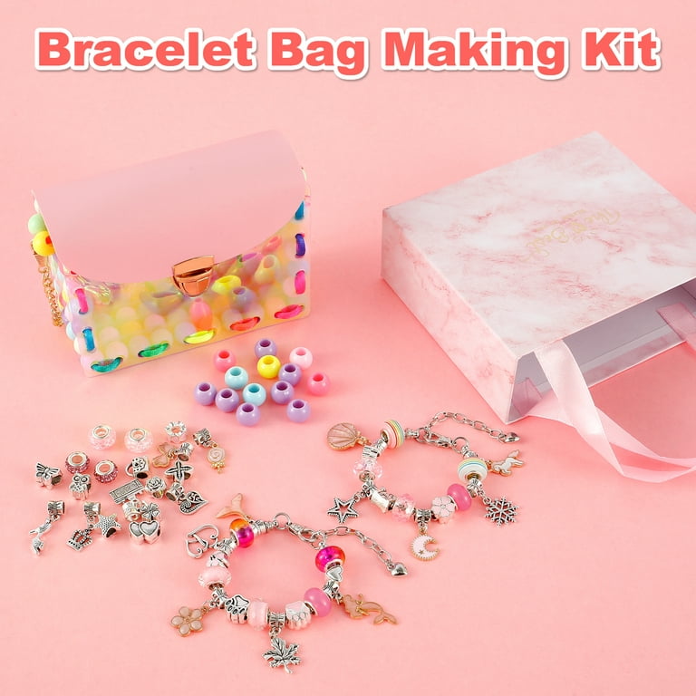Gpoty DIY Bag and Bracelet Making Kit,Charm Bracelet Making Kit Jewellery  Making Kit Colorful Beads Making Kit Jewellery Craft Kit Creative Jewelry  Making Supplies for Girls Adults Gift DIY Lovers 
