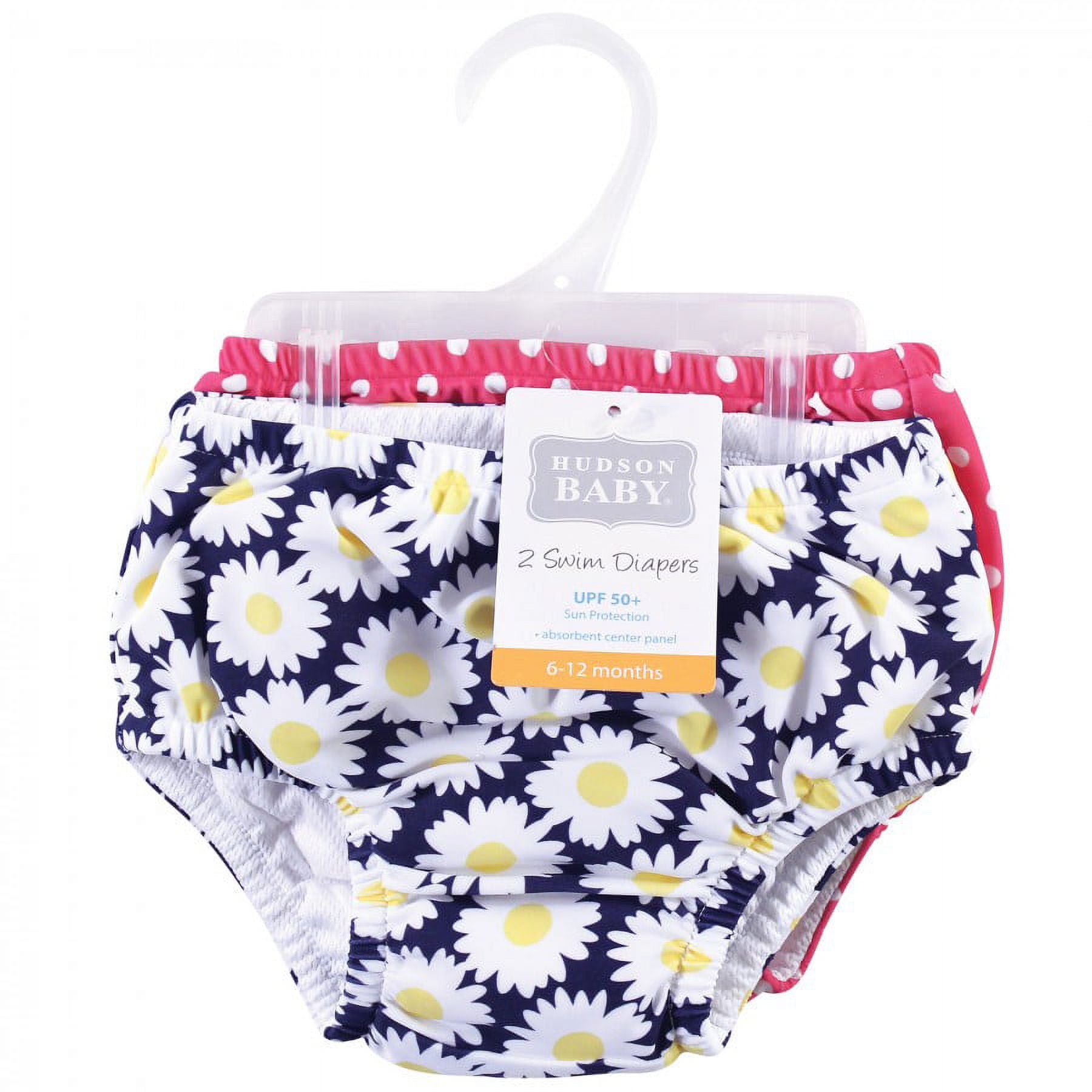 Hudson Baby Infant and Toddler Girl Swim Diapers, Daisy, 5 Toddler