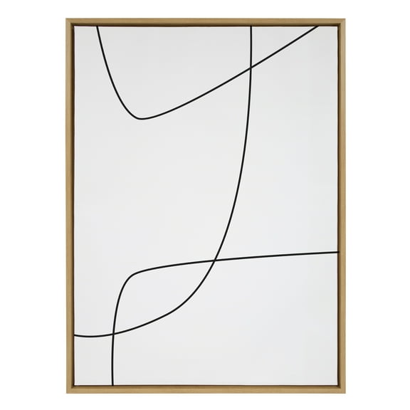 Kate and Laurel Sylvie Modern Line Abstract 3 BW Framed Canvas Wall Art by The Creative Bunch Studio, 28x38 Natural, Decorative Neutral Abstract Art for Wall