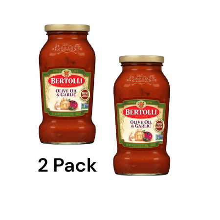 (2 pack) Bertolli Olive Oil and Garlic Pasta Sauce, Made with Tomatoes, Savory Garlic and Olive Oil, 24 oz