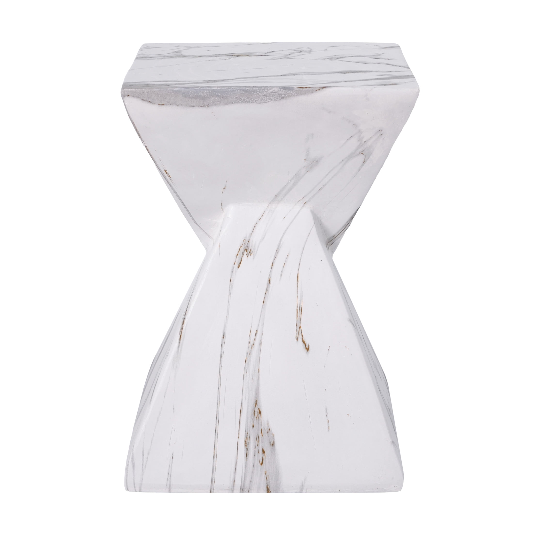 Christopher Knight Home 18.5" Modern Geometric Concrete Accent Side Table, White Marble