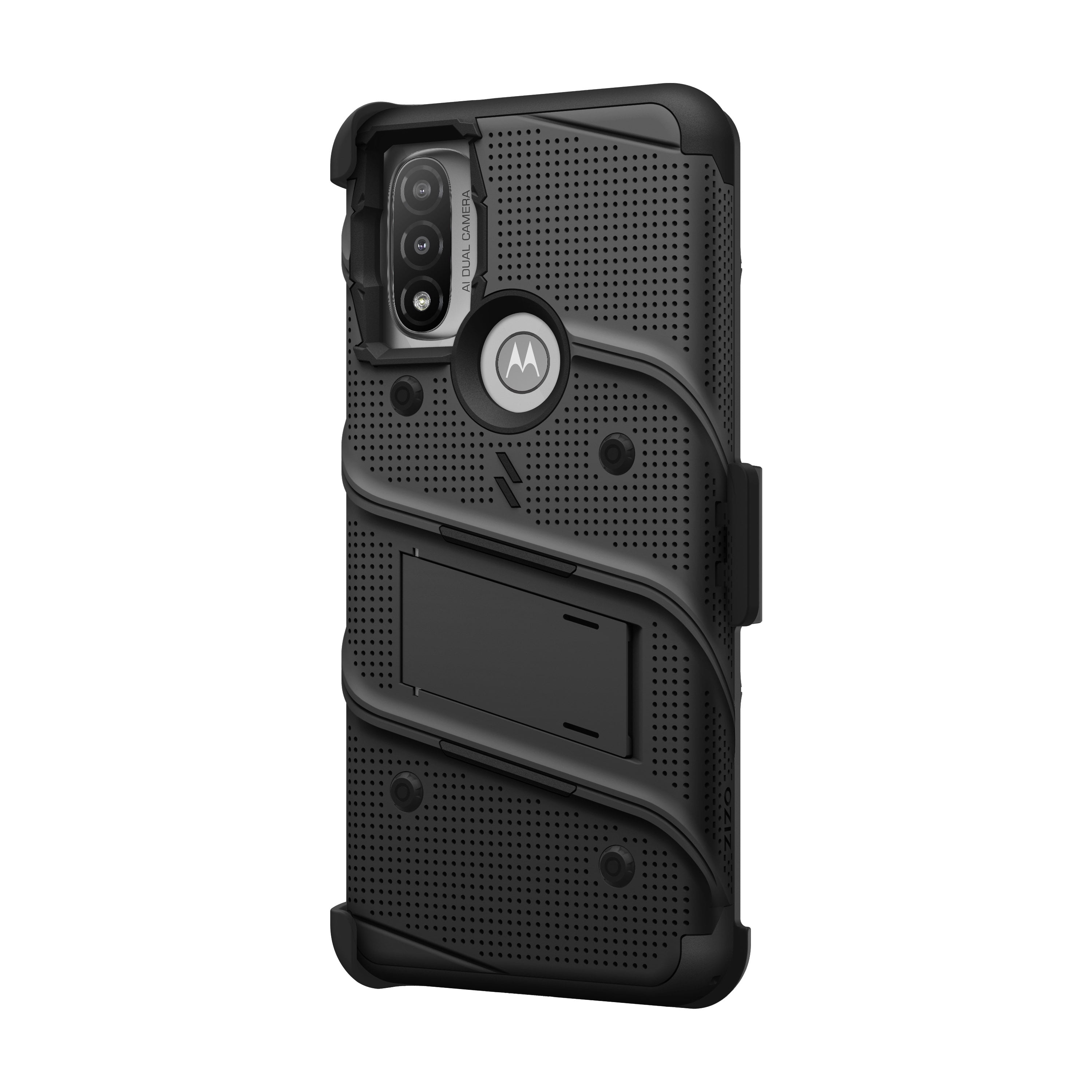 ZIZO BOLT Bundle for Moto G Power 2022 Case with Screen Protector Kickstand Holster Lanyard - Black