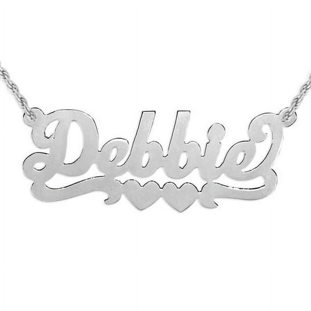 Personalized 14K Gold Plated Sterling Silver or Sterling Silver Name Necklace with Double Hearts