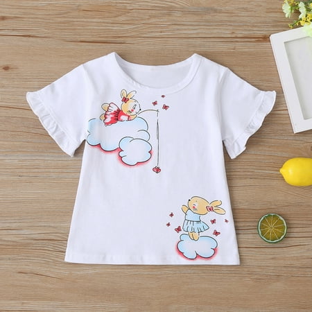 

RPVATI Bays Girl Boys Crewneck Graphic T-Shirt Toddler Short Sleeve Easter Bunny Shirt 18M-6Y