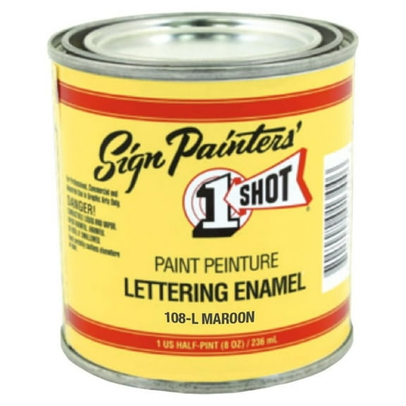 108-L Maroon 8oz Sign Paint - Professional Grade for Artists & Automotive - Intermixable Graphic Enamel 8 fluid ounce