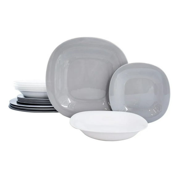 Vajilla Moderna Minimalista Luminarc Carine 12 Piezas Gris y Blanca