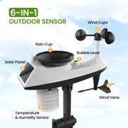 Newentor Weather Station with Solar Powered Outdoor Sensor, 6-in-1 Weather Station with Color Display for Temperature Humidity, Rain Gauge, Wind Speed, Weather Forecast (No Wifi)