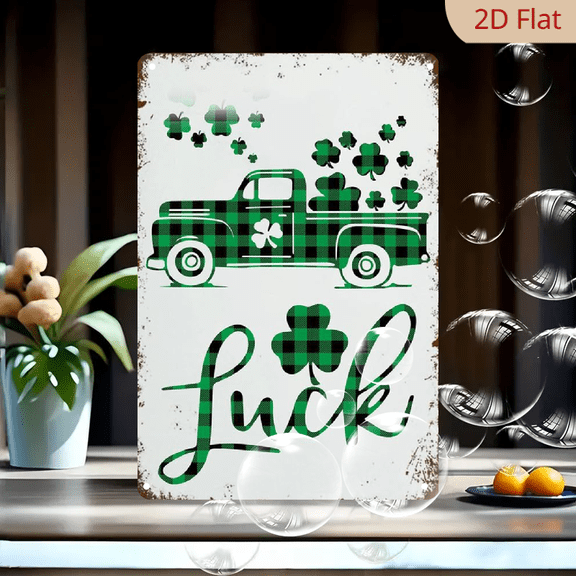 St Patricks Day Decor Metal Tin Sign Luck Sign Clover Sign Home Farmhouse Wall Art Decor 8x12 Inches