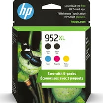 HP 952XL Black/Cyan/Magenta/Yellow High Yield Ink Cartridge, 5/Pack (6ZA00AN)