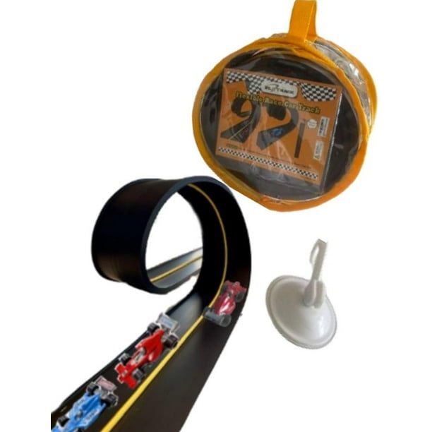 Toy Car Track Set Flexible Track with Pressure Suction Cup 2 Small racecars Zipup Storage Bag Highly Flexible Two Lane Racetrack. Slot Car Race Tracks Set DOUBLESIDED 5 Meters Long Walmart en linea