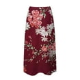 thumbnail image 5 of Zshosam Long Skirts for Women High Elastic Waist Skirt Casual Floral Pleated A Line Boho Cute Skirts(Wine,XL), 5 of 5