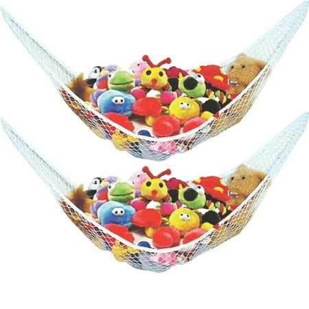 Stuffed Animal Toy Hammock - Best for keeping rooms clean, organized and clutter-free - Comes with BONUS FREE E-Book, Toy Organizer Storage Net is Durable and Easy to Install(Two