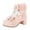 Pink, variant on Kawaii Ankle Boots for Women Goth Lolita Platform Booties Lace up Cute Dress Shoes