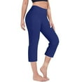thumbnail image 2 of RPVATI Cargo Capris for Women Petite Summer Wide Leg High Waist Yoga Capri Leggings with Pockets Casual Plus Size Tummy Control Crop Pants Blue S, 2 of 4