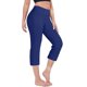 thumbnail image 2 of pantalón elástico de cintura alta 3/4 para mujer pantalones de pierna capris anchos con ajuste activo casual pantalones con bolsillos azul / l, 2 of 4