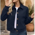 thumbnail image 4 of DeHolifer Womens Jackets Casual Solid Color Cropped Coats Button Down Winter Shackets Navy XXL, 4 of 8